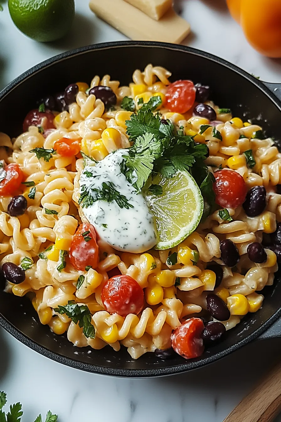 Black Bean and Corn Pasta Salad with Lime Greek Yogurt Dressing – Fast Comfort Food