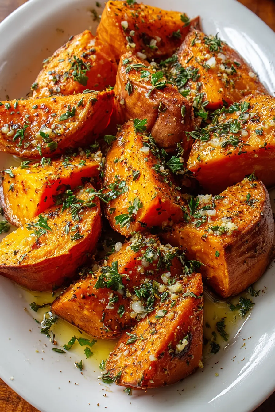 Garlic Butter Roasted Sweet Potatoes – Fast Comfort Food